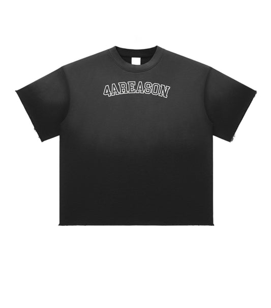 “4AR” Sun Fade Raw Edge Tee black