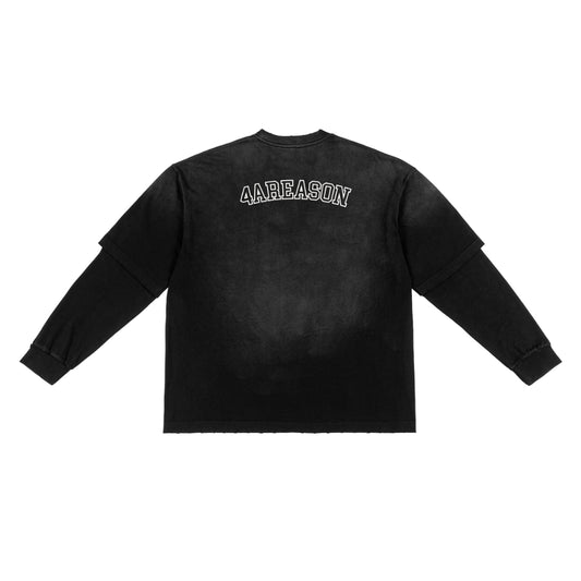 “4AR” Sunfade Hand-Frayed Faux Two-Piece T-Shirt