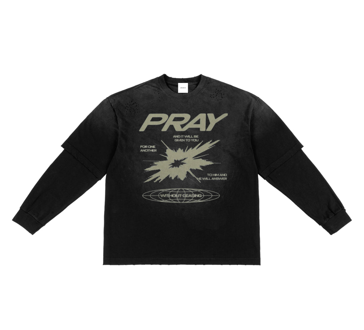 “4AR” Sunfade Hand-Frayed Faux Two-Piece T-Shirt