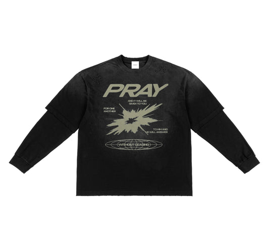 “4AR” Sunfade Hand-Frayed Faux Two-Piece T-Shirt